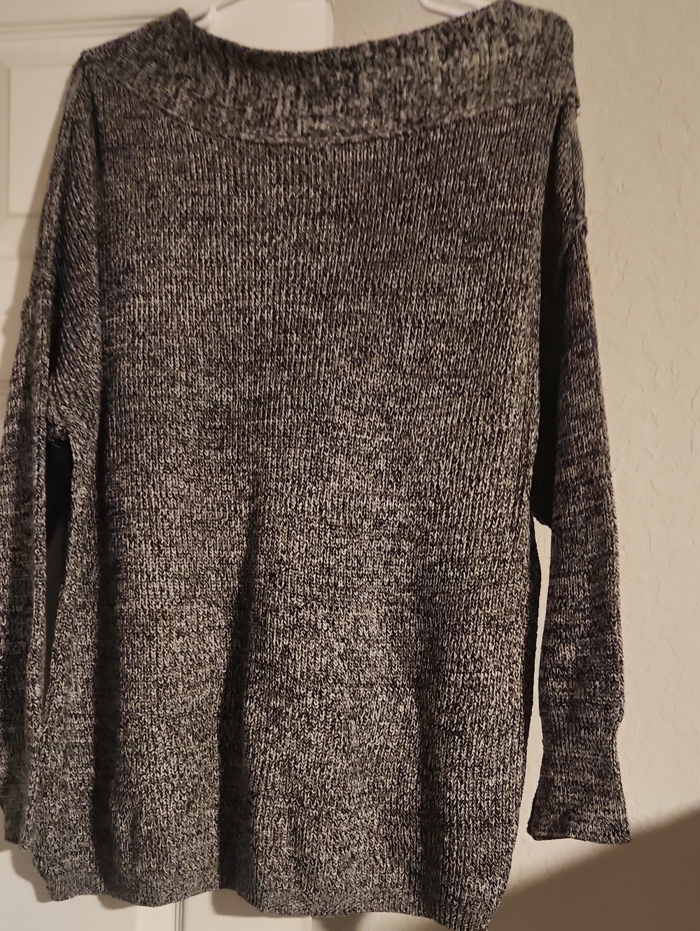 Off The Shoulder Marled Gray Knit Sweater